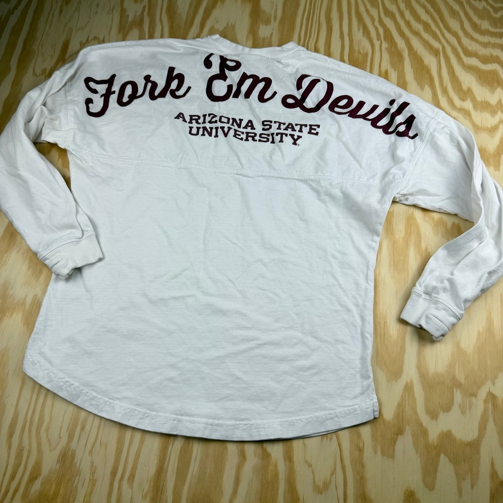 Three Square Arizona State University ASU Fork Em Devils Spirit Jersey White S